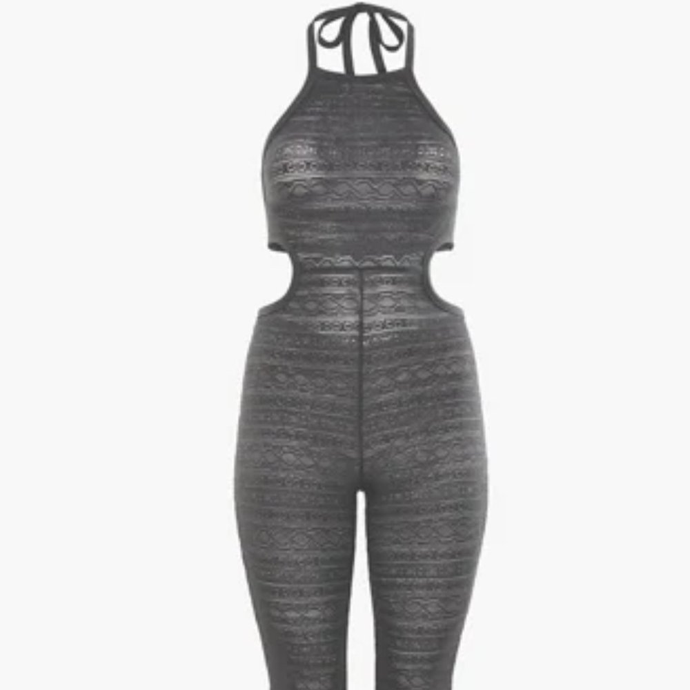 Yitty Knit Slip Flare Leg Jumpsuit - M - Smoked Out (Blk) - NEW!
